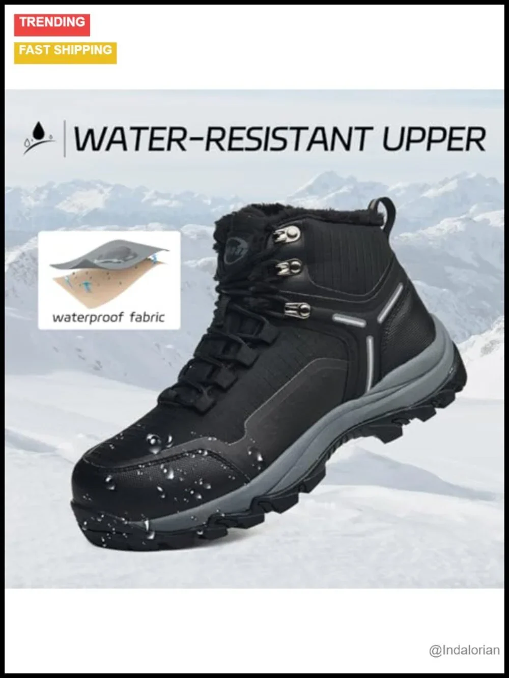 Waterproof Winter Ankle Booties Fur Lined Non-Slip Hiking Boots
